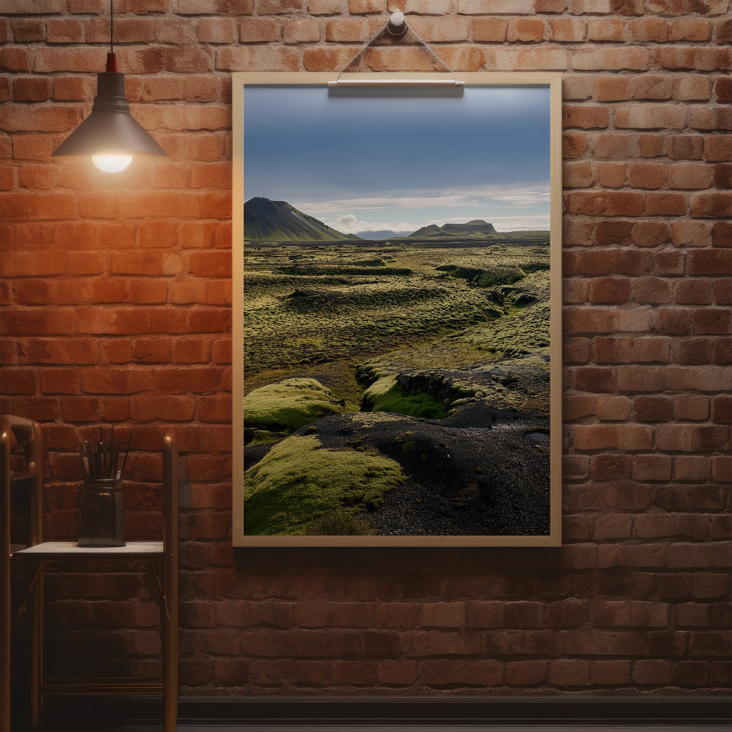 Iceland Moss Lava Field Wall Art Set - Green Volcanic Terrain
