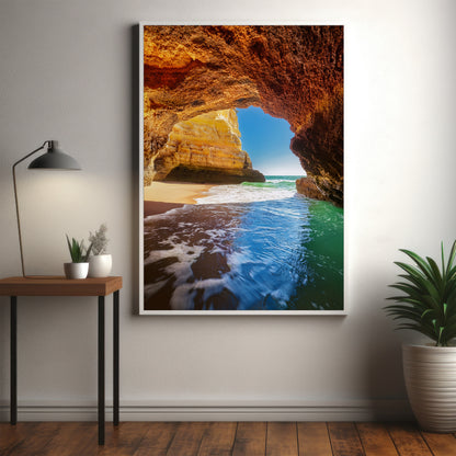 Benagil Cave Algarve Landscape – Limestone & Turquoise Ocean