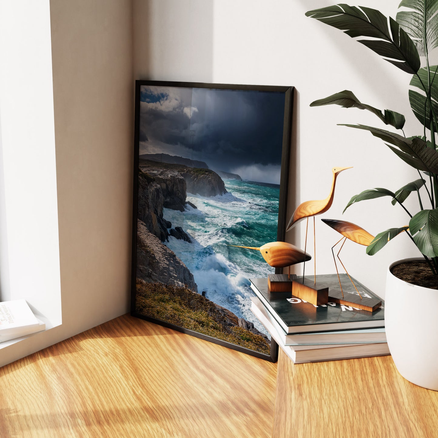 Stormy Coast Wall Art Set - Ocean Cliffs & Turquoise Waves