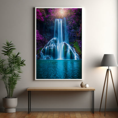 Neon Waterfall Wall Art Set - Dreamy Blue & Magenta