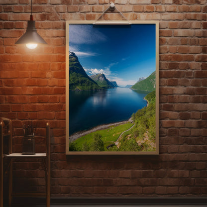 Norway Fjords Wall Art Set - Minimal Blue Landscape Prints