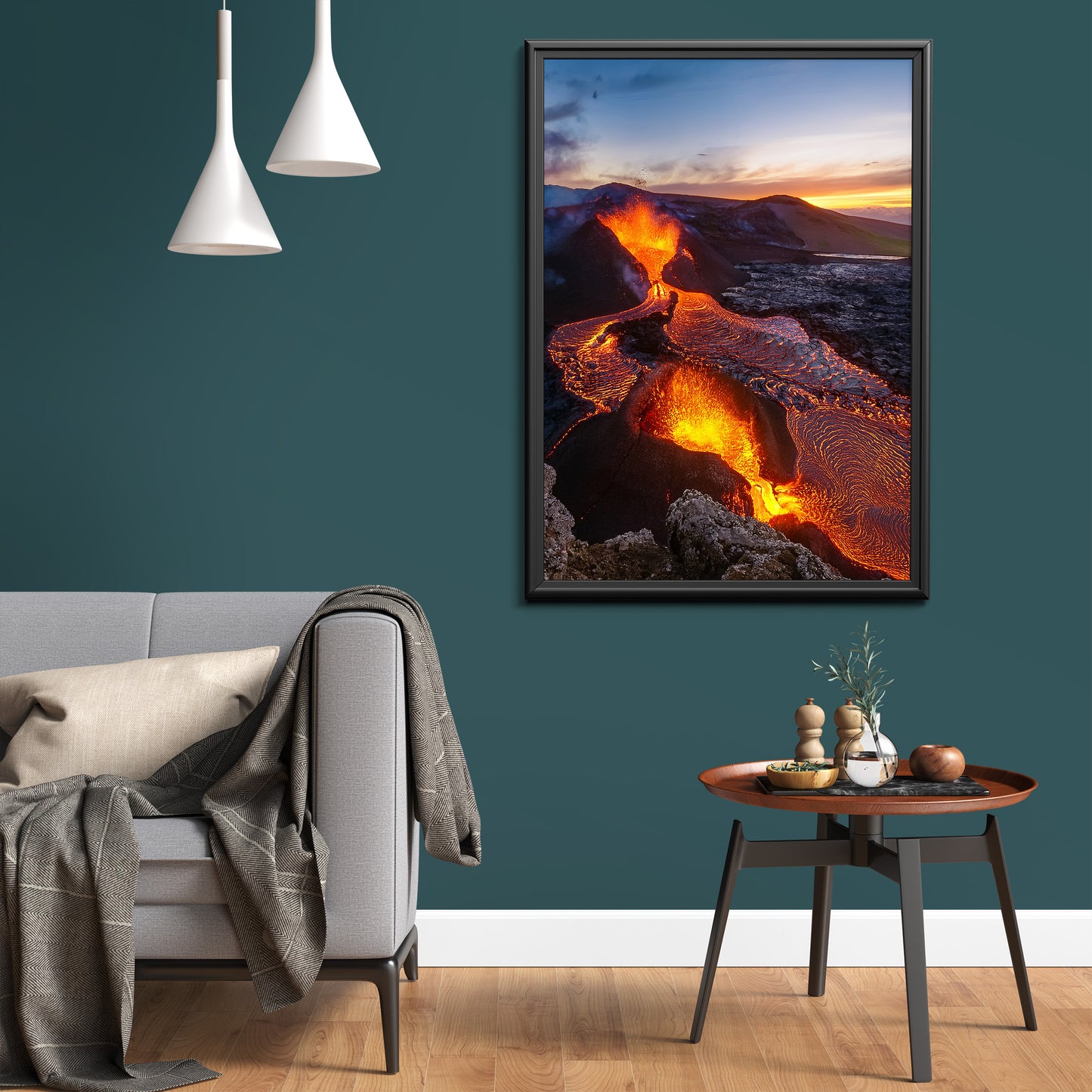 Vulkan-Lava-Wandkunst-Set – Rot-Orange Eruption