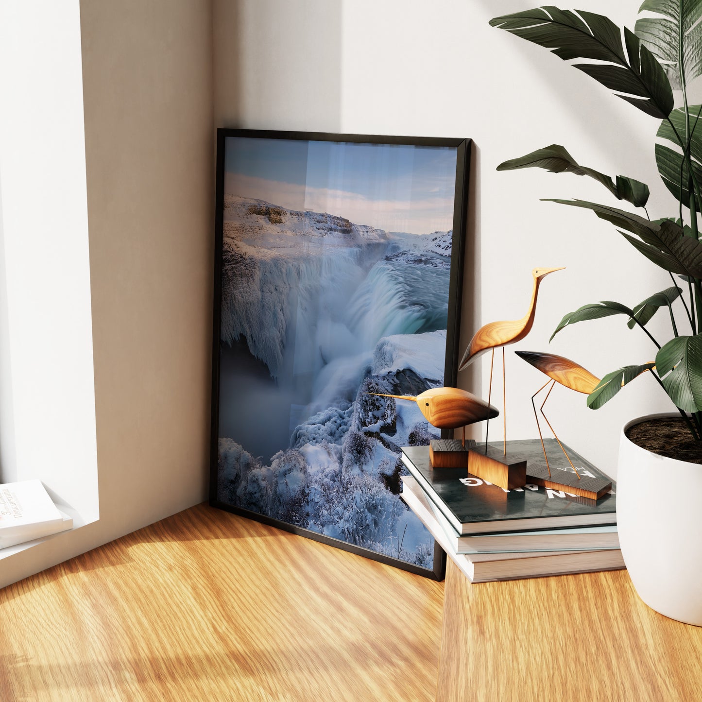 Iceland Winter Waterfall Wall Art Set - Frozen Canyon