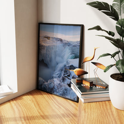 Iceland Winter Waterfall Wall Art Set - Frozen Canyon
