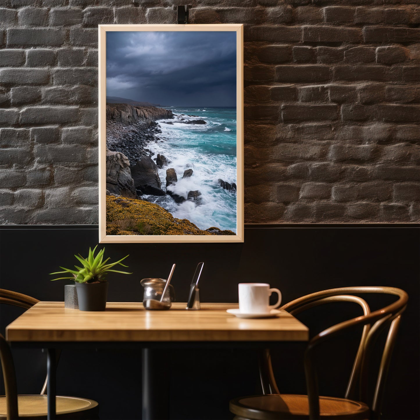 Stormy Coast Wall Art Set - Ocean Cliffs & Turquoise Waves