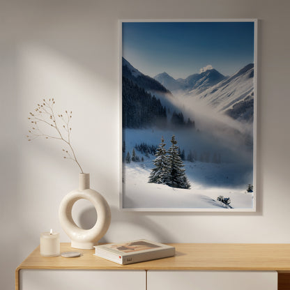 Alpine Snowstorm Wall Art Set - Misty Winter Mountains