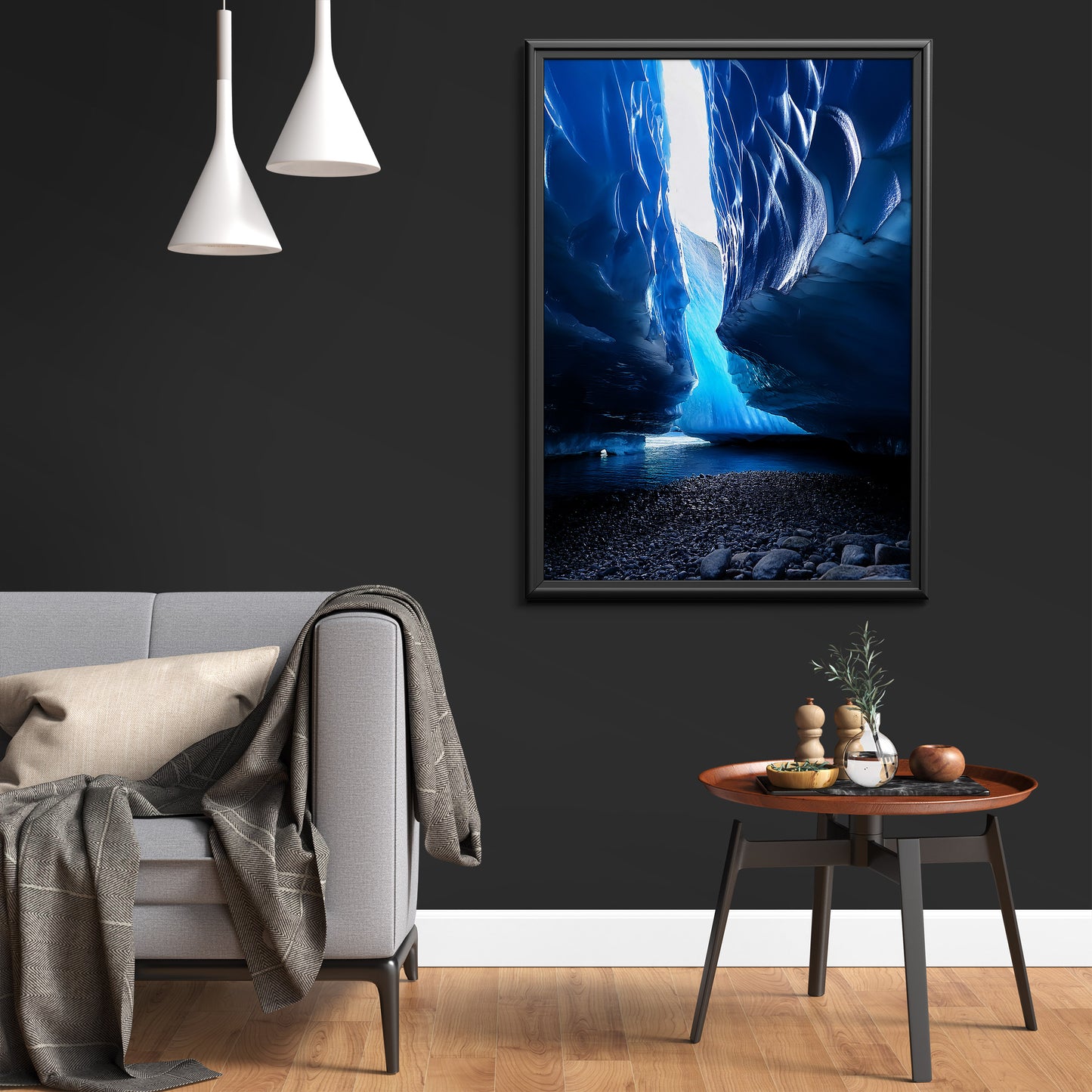 Glacier Cave Wall Art Set - Luminous Icy Blue