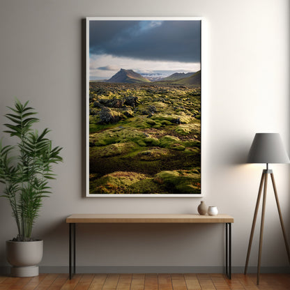 Iceland Moss Lava Field Wall Art Set - Green Volcanic Terrain