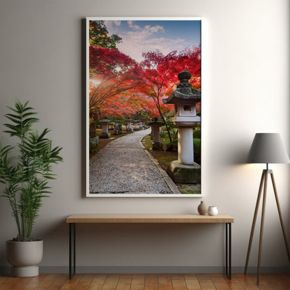 Japanische Gartenlaternen Herbst – Zen Maple Foliage Wandkunst