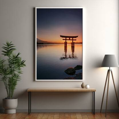 Japanisches Torii-Tor bei Sonnenuntergang – Serene Japan Wall Art
