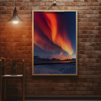 Nordlichter Wandkunst-Set – Roter Aurora-Nachthimmel