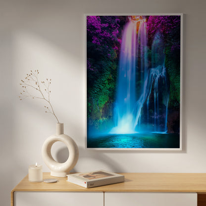 Neon Waterfall Wall Art Set - Dreamy Blue & Magenta