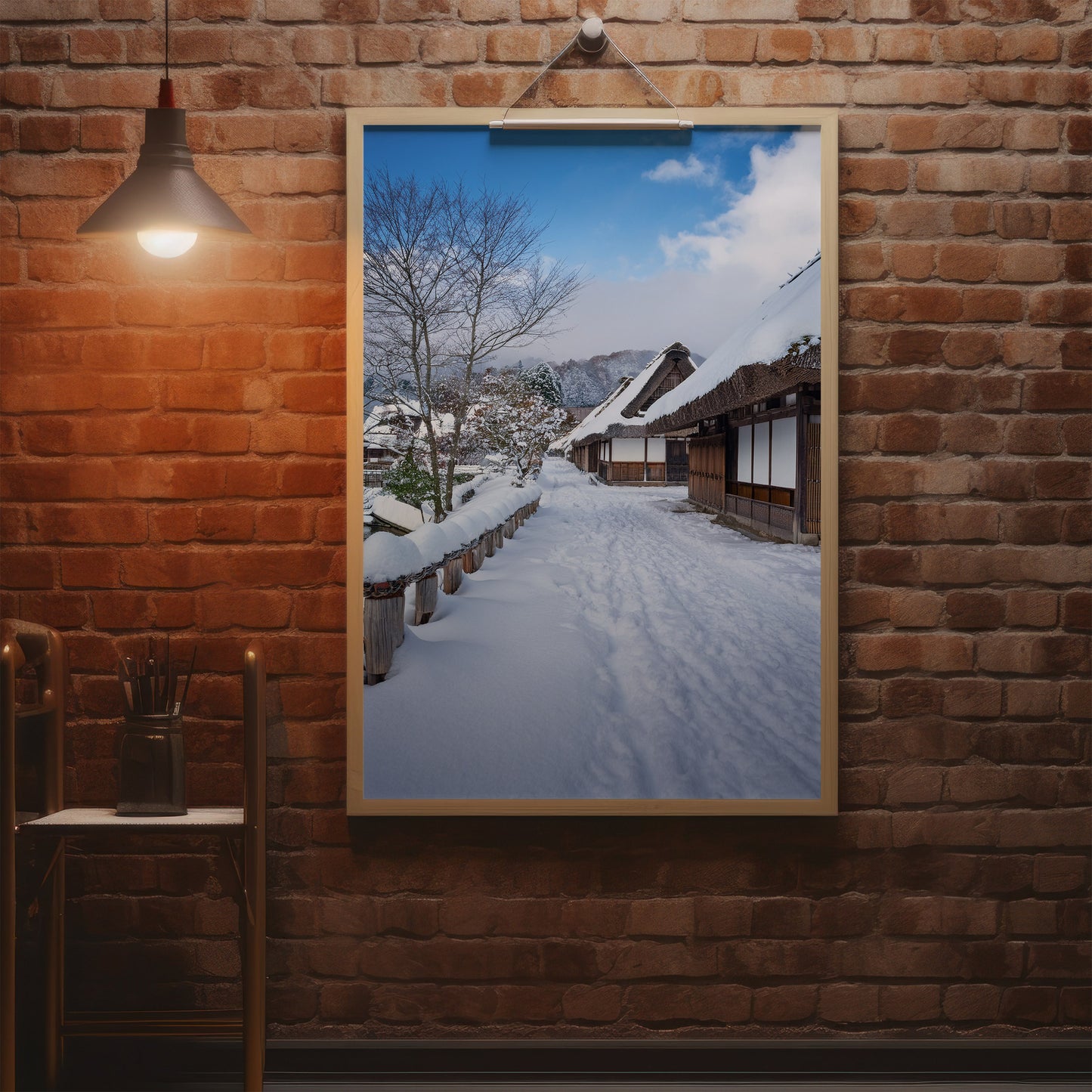 Japanisches Schneedorf – Traditionelles Strohdach im Winter