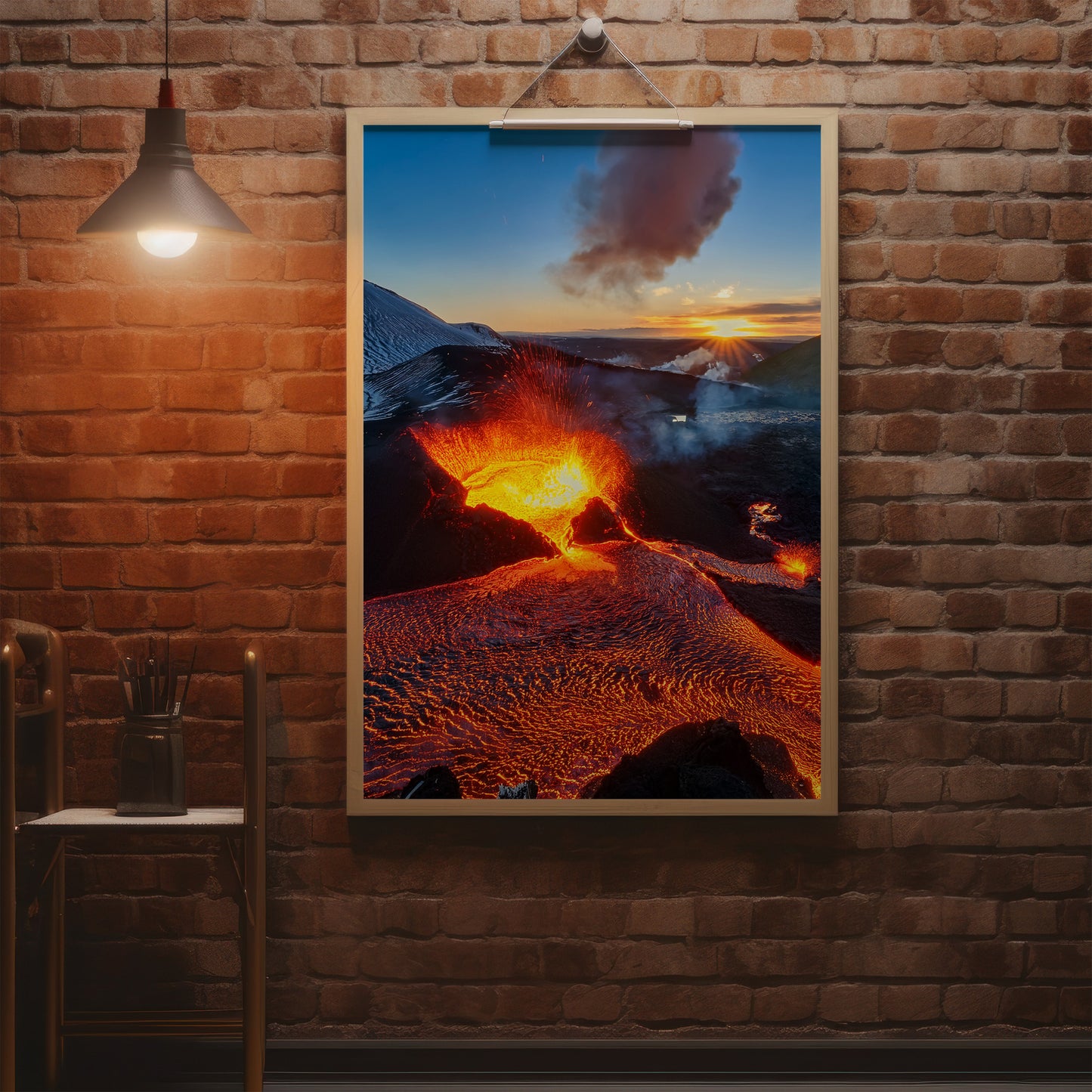 Vulkan-Lava-Wandkunst-Set – Rot-Orange Eruption