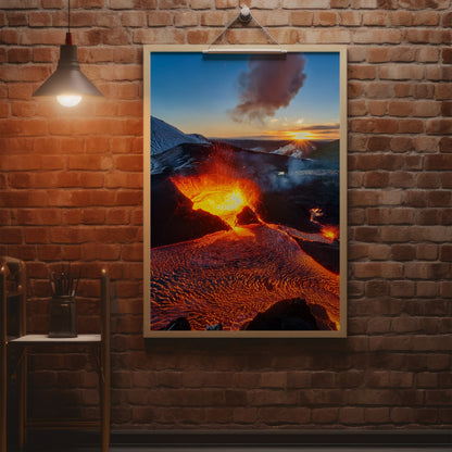Vulkan-Lava-Wandkunst-Set – Rot-Orange Eruption