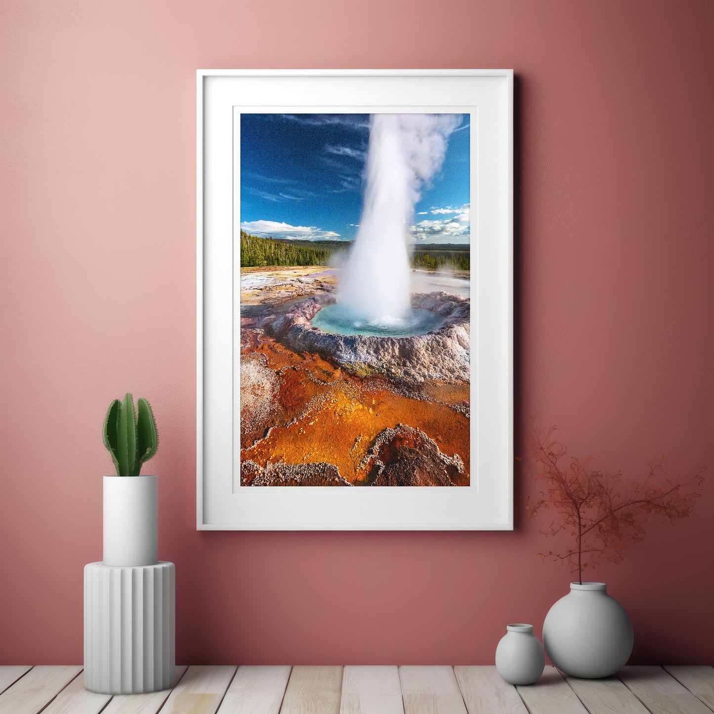 Geysir-Ausbruch-Wandkunst-Set – Türkisfarbene heiße Quellen