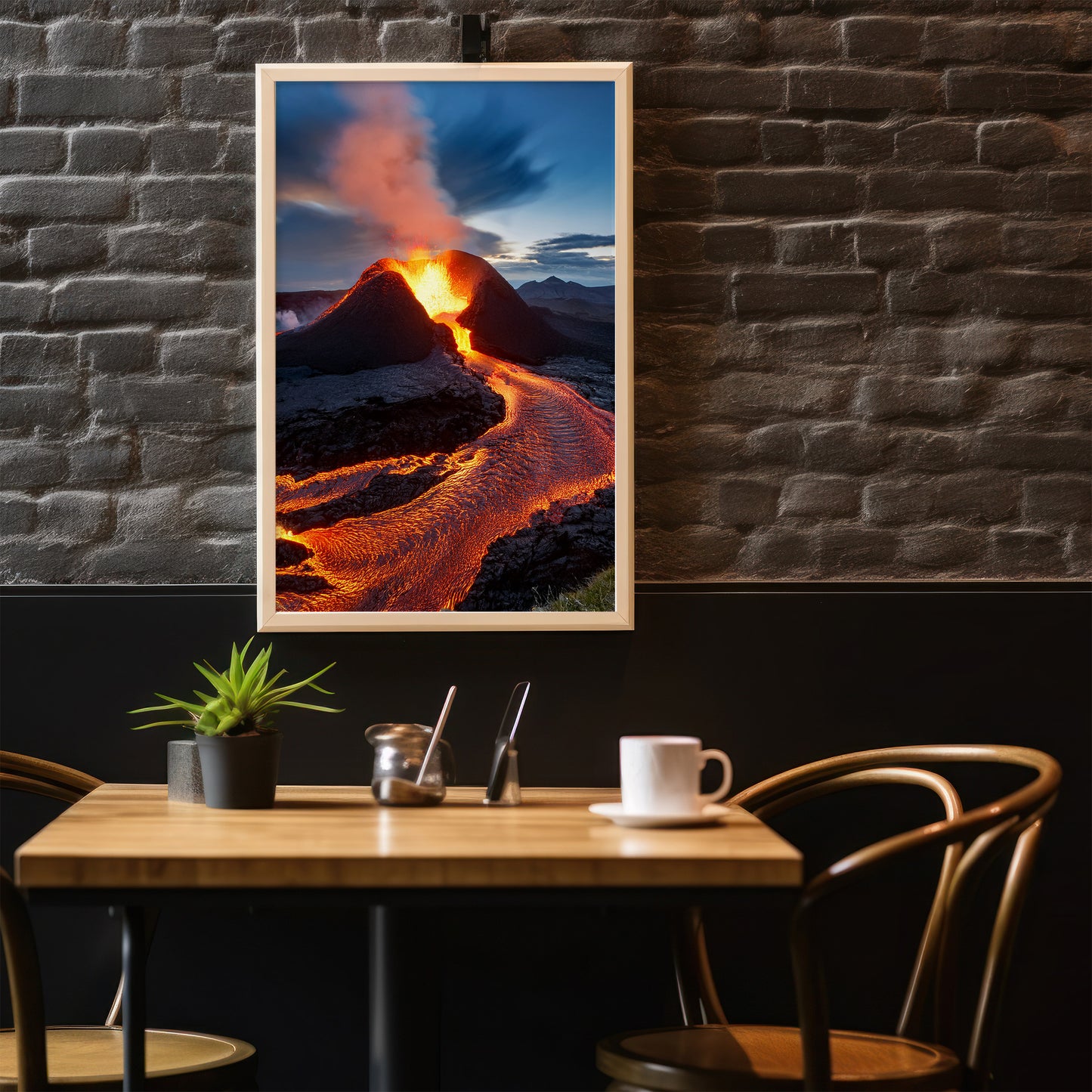 Vulkan-Lava-Wandkunst-Set – Rot-Orange Eruption