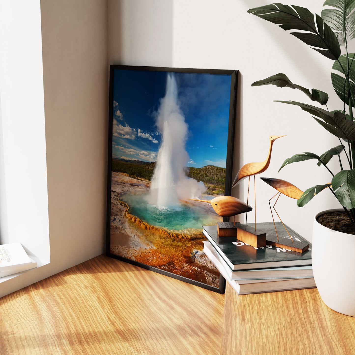 Geysir-Ausbruch-Wandkunst-Set – Türkisfarbene heiße Quellen
