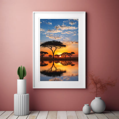 Masai Mara Sunset Wall Art Set - Acacia Safari Prints