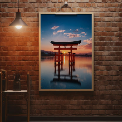 Japanisches Torii-Tor bei Sonnenuntergang – Serene Japan Wall Art