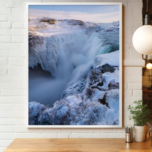 Iceland Winter Waterfall Wall Art Set - Frozen Canyon