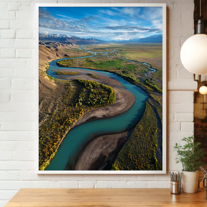 Turquoise River Wall Art Set - Aerial Mountain Valley
