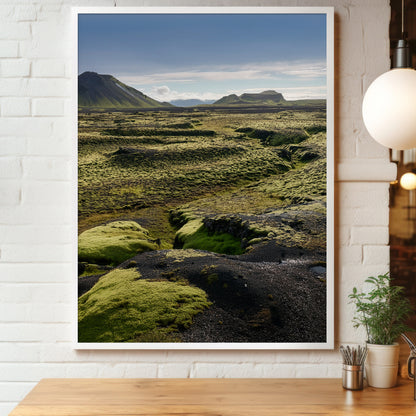 Iceland Moss Lava Field Wall Art Set - Green Volcanic Terrain