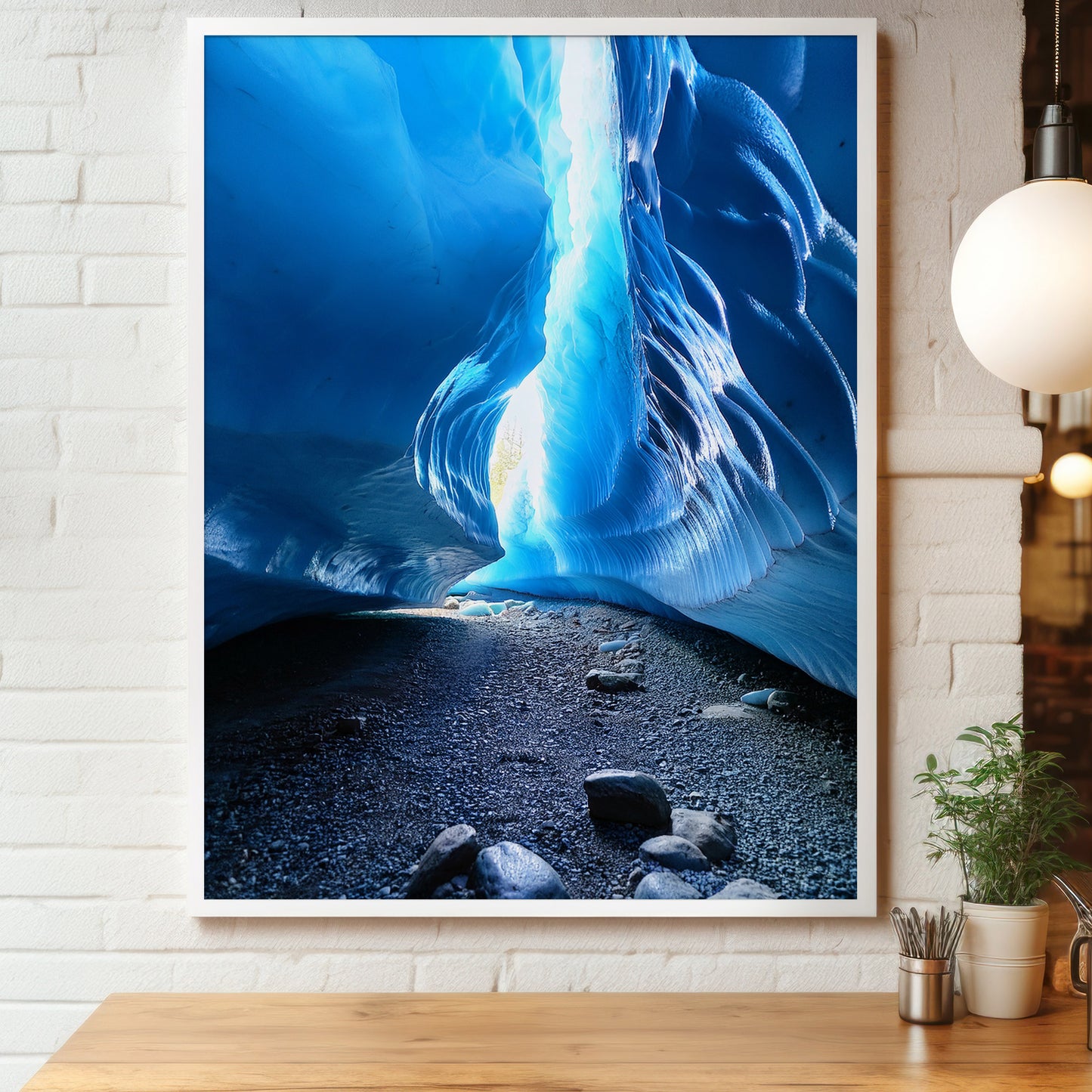 Glacier Cave Wall Art Set - Luminous Icy Blue
