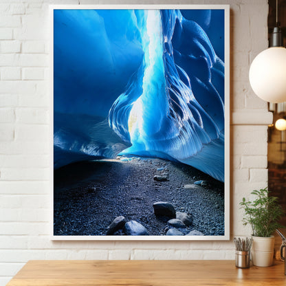 Glacier Cave Wall Art Set - Luminous Icy Blue