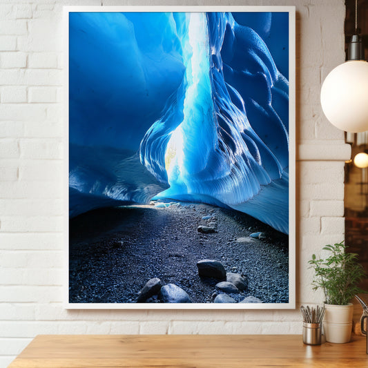 Glacier Cave Wall Art Set - Luminous Icy Blue