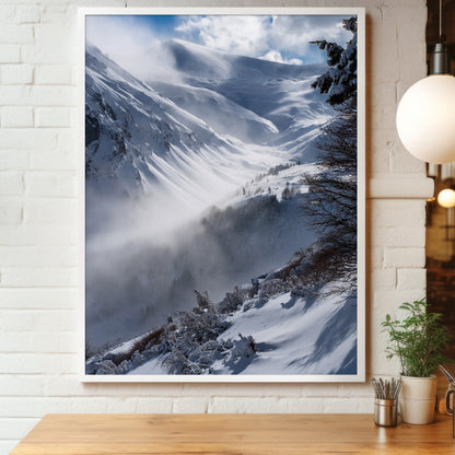 Alpine Snowstorm Wall Art Set - Misty Winter Mountains