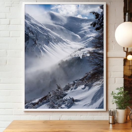 Alpine Snowstorm Wall Art Set - Misty Winter Mountains