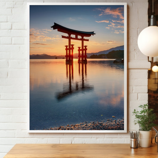 Japanisches Torii-Tor bei Sonnenuntergang – Serene Japan Wall Art