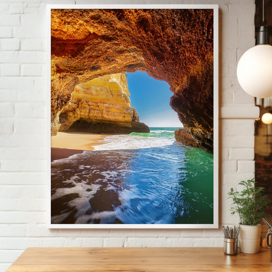 Benagil Cave Algarve Landscape – Limestone & Turquoise Ocean